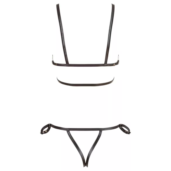 Cottelli Bondage - uprząż na ciało bikini - błyszcząca - czarny - L