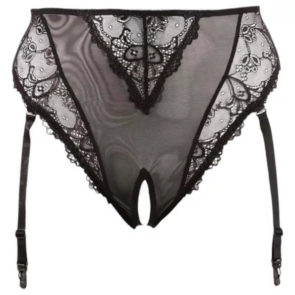 Cottelli Plus Size - koronkowy, otwarty gorset dla kobiet (czarny)