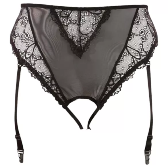 Cottelli Plus Size - koronkowy, otwarty gorset dla kobiet (czarny) - XXXXL