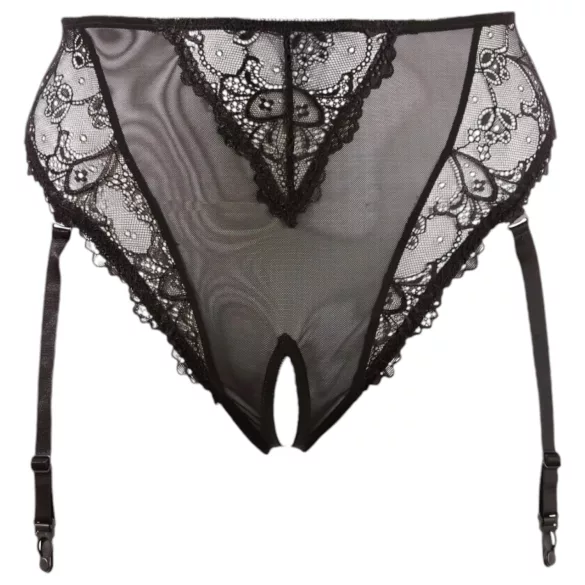Cottelli Plus Size - koronkowy, otwarty gorset dla kobiet (czarny) - XXXXL