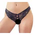 Cottelli - majtki damskie otwarte - koronka kokardka - czarne - XL