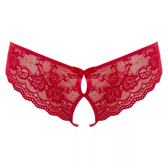 Cottelli - figlarne majtki z kokardką - otwarte - czerwone - XL