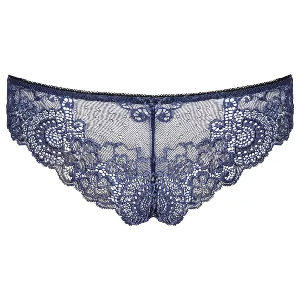 Obsessive - figi damskie - haftowane z kokardką - niebieskie - L/XL