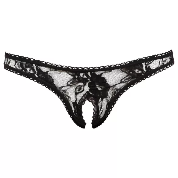 Cottelli - stringi erotyczne z koronki - czarne - XL