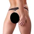 Cottelli - stringi otwarte z koronką i perełkami - czarne - XL