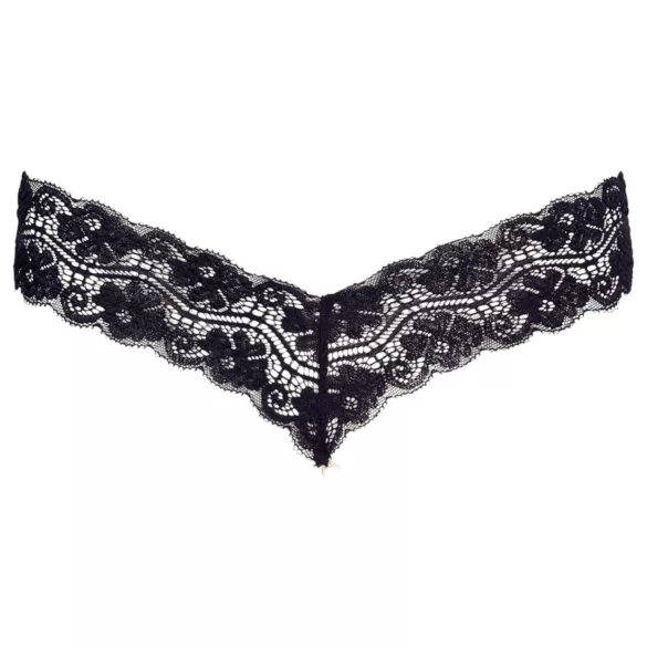 Cottelli - stringi z podwójnymi perełkami - koronka - czarne