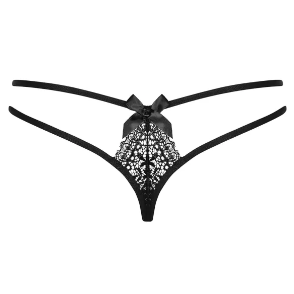 Obsessive - stringi damskie - podwójne paski - koronka czarna - L/XL