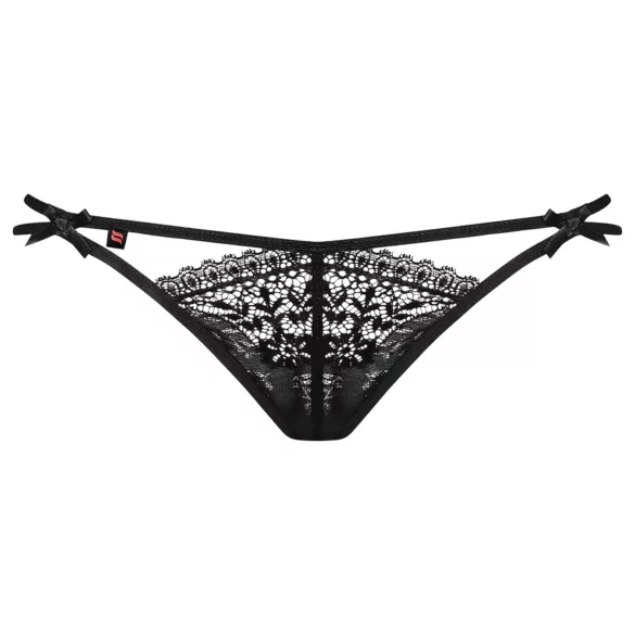Obsessive - stringi damskie - podwójne paski - koronka czarna - L/XL