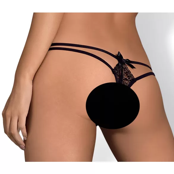 Obsessive - stringi damskie - podwójne paski - koronka czarna - L/XL