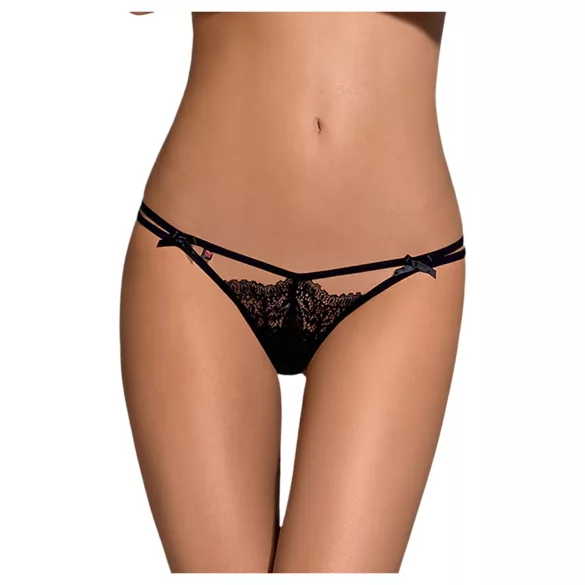 Obsessive - stringi damskie - podwójne paski - koronka czarna - L/XL