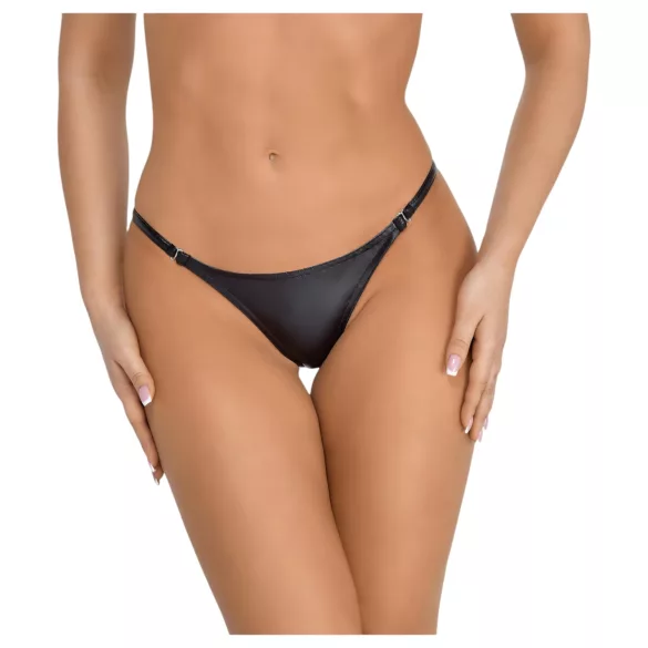 Noir - stringi damskie - połysk - czarne - L/XL