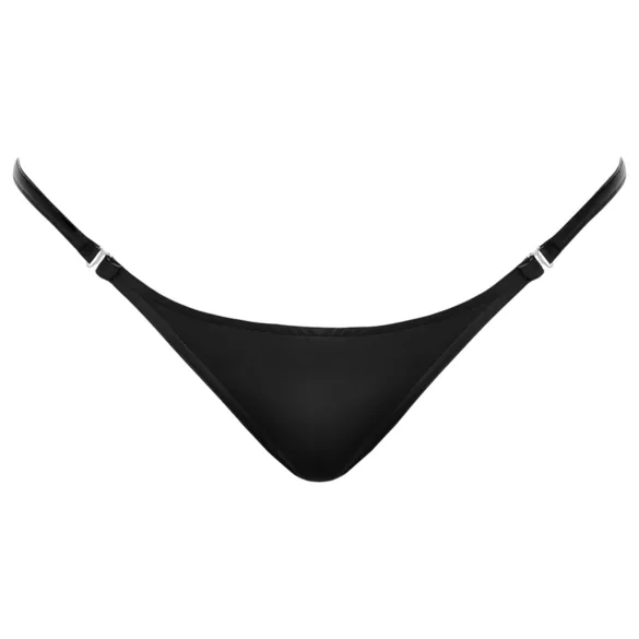Noir - stringi damskie - połysk - czarne - L/XL
