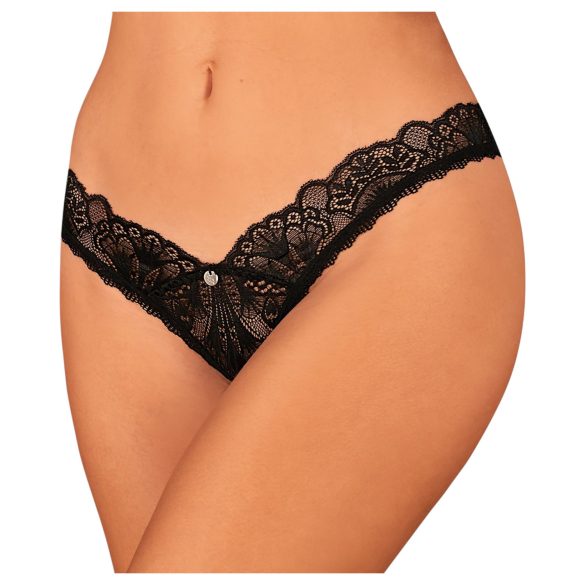 Obsessive Donna Dream - koronka otwarta stringi (czarne) - M/L