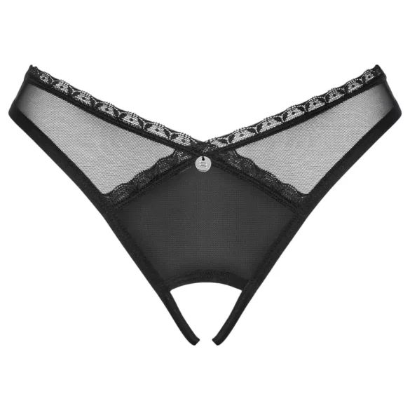 Obsessive - string otwarty - koronka - czarny - XL/XXL