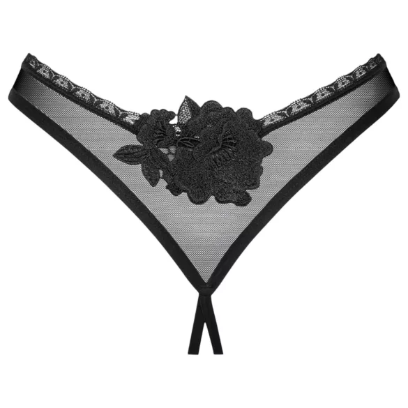 Obsessive - string otwarty - koronka - czarny - XL/XXL