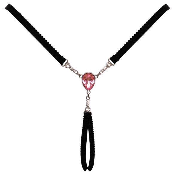 Cottelli - majtki string otwarte - ozdobny kamień - czarne S-L