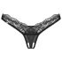 Obsessive - stringi koronkowe transparentne - czarne - 2XL/3XL