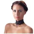 Cottelli - Szeroki, sznurowany koronkowy choker (czarny)