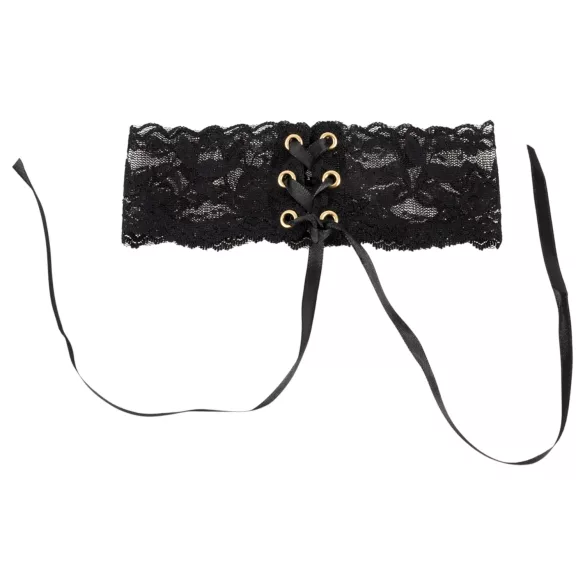 Cottelli - Szeroki, sznurowany koronkowy choker (czarny)