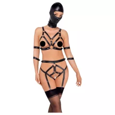 Bad Kitty - zestaw uprzęży na ciało i maska - czarny