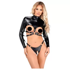 Bad Kitty - zestaw bondage z otwartymi piersiami (czarny)