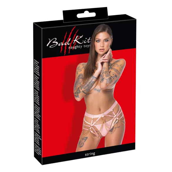 Bad Kitty - uprząż z łańcuchem i stringami (różowa)
