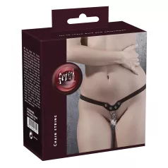 Fetish - string z ćwiekami i łańcuszkami - czarne S-L