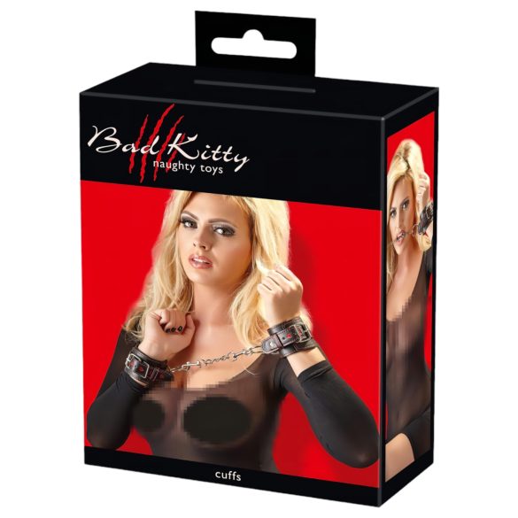 Bad Kitty - kajdanki z sercem - czarne