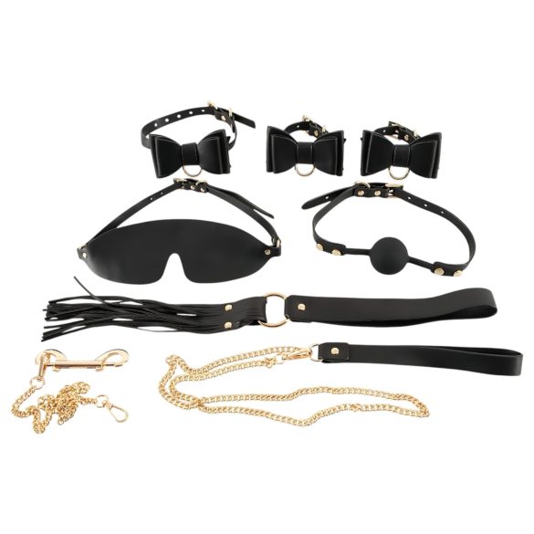 Bad Kitty - zestaw bondage 7-cz., czarno-złoty w torbie