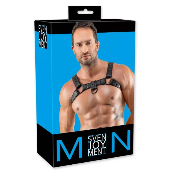 Svenjoyment - uprząż na klatkę piersiową z eko skóry (czarna)