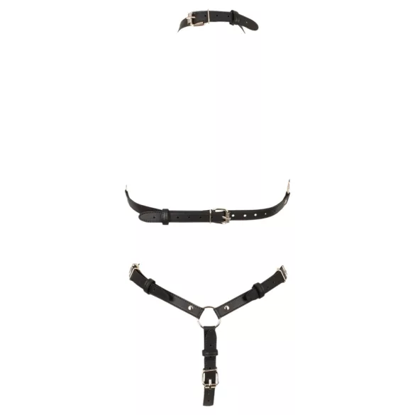 Bad Kitty - body z paskami z otwartym biustonoszem (czarne) - S-L