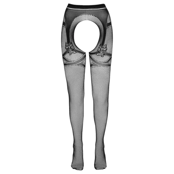 Cottelli - pończochy kabaretki z otwartym krokiem - czarne - L/XL