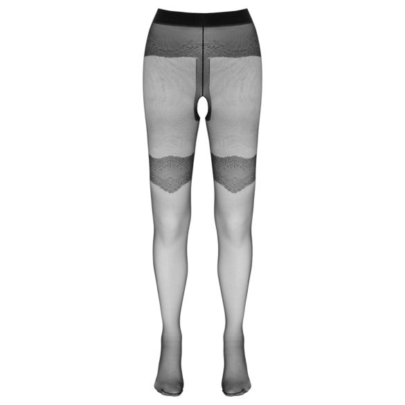 Cottelli - ekskluzywne wzorzyste, otwarte rajstopy (czarne) - 5