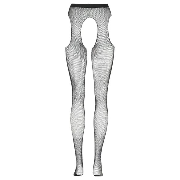 Cottelli Legwear - pończochy otwarte - błyszczące - czarne S-L