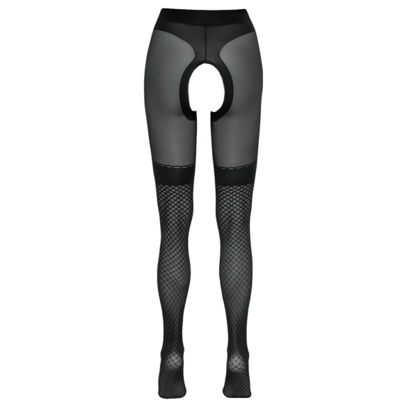 Cottelli - otwarte pończochy z wstawką z siateczki (czarne)