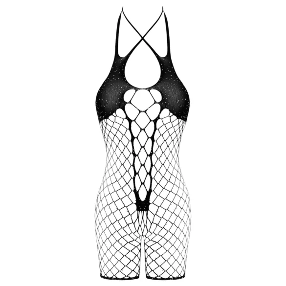 Cottelli - body siateczkowe z otwartym krokiem - czarny - S/L