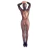 Cottelli Fantasy - ażurowe body‑siatka z maską i otwartym krokiem (czarne) - S-L