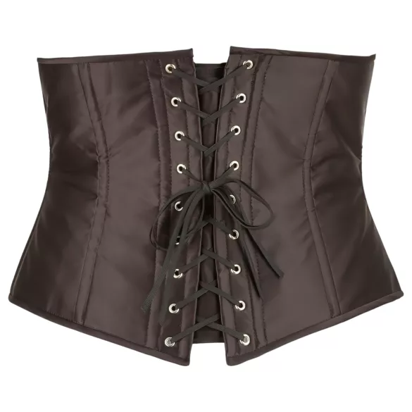 Cottelli Plus Size - gorset satynowy - czarny