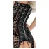 Noir - top z pasem do pończoch - wzór leopard - czarny - M