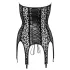 Noir - top z pasem do pończoch - wzór leopard - czarny - L