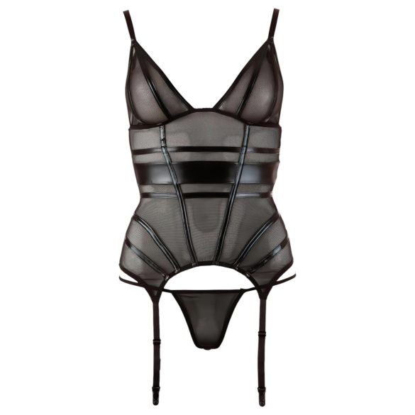 Cottelli - bluzka przezroczysta z błyszczącymi paskami - czarna - L