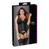 Cottelli Plus Size - uniwersalny top z pasem do pończoch (czarny)