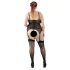 Cottelli Plus Size - uniwersalny top z pasem do pończoch (czarny)