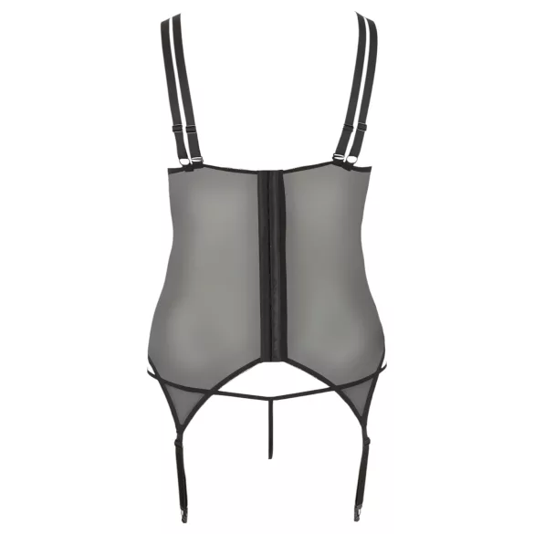 Cottelli Plus Size - uniwersalny top z pasem do pończoch (czarny)