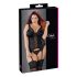 Cottelli Plus Size - regulowany top z pasami do pończoch (czarny) - 3XL