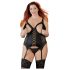 Cottelli Plus Size - regulowany top z pasami do pończoch (czarny) - 3XL