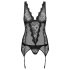 Obsessive Emperita - top z haftem i stringi (czarne) - L/XL