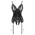 Cottelli - koronkowy otwarty top i stringi (czarne) - M