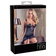   Abierta Fina - błyszczący łańcuszkowy top i stringi (czarne) - 85B/L