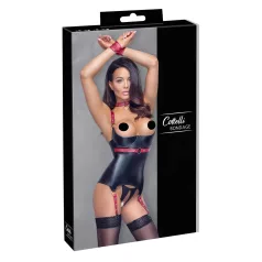  Cottelli Bondage - błyszczący biustonosz z obrożą - czarny